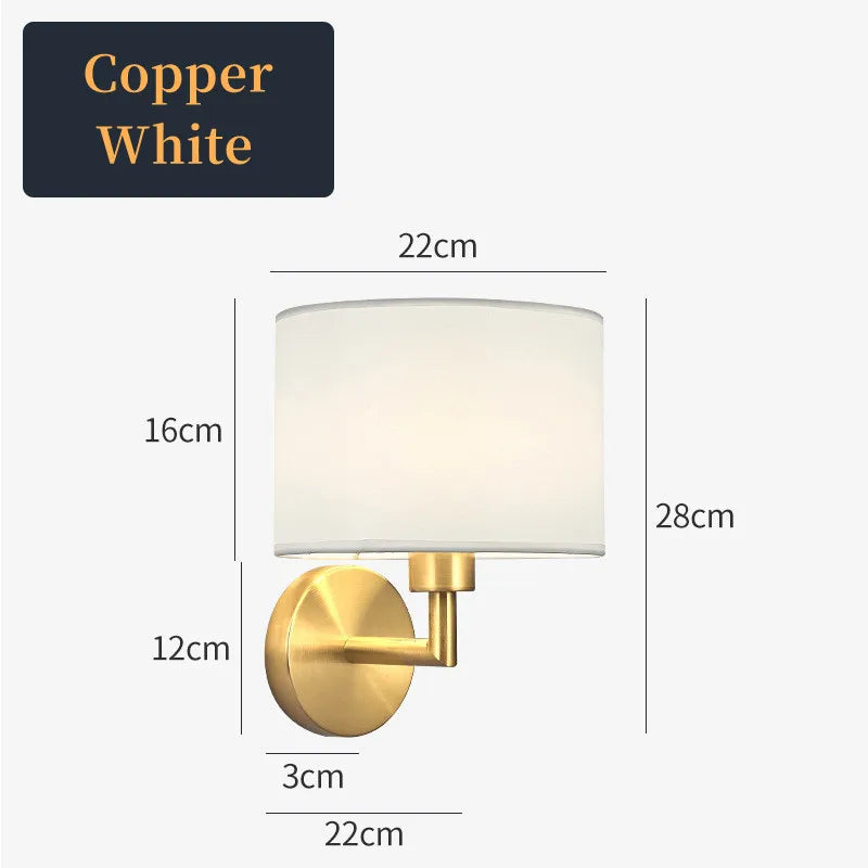Fabric Shade Wall Lamp With Reading Light