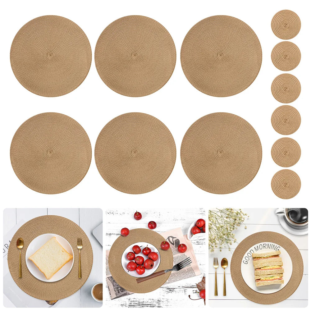 Braided Round Placemat and Coaster Set