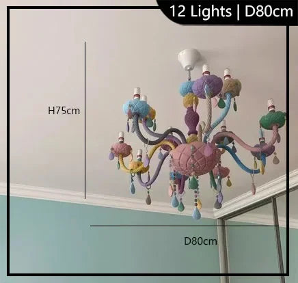 European Children Rainbow Chandelier Designer Macarone Lights Led