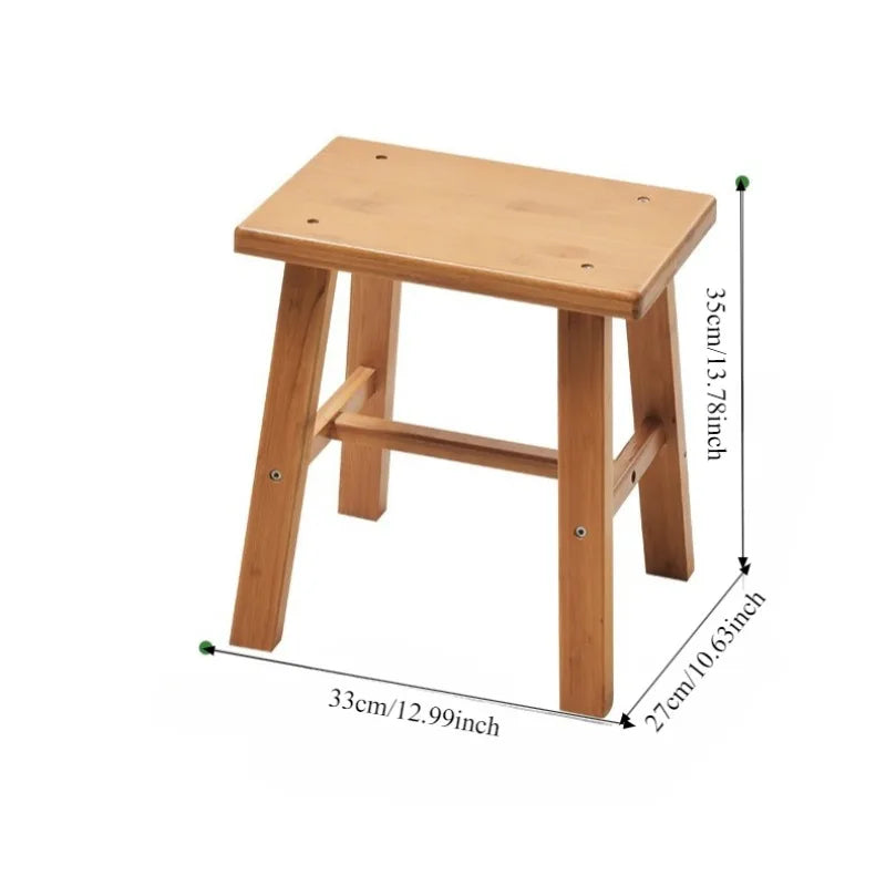 Solid Bamboo Low Stool, Portable Bench