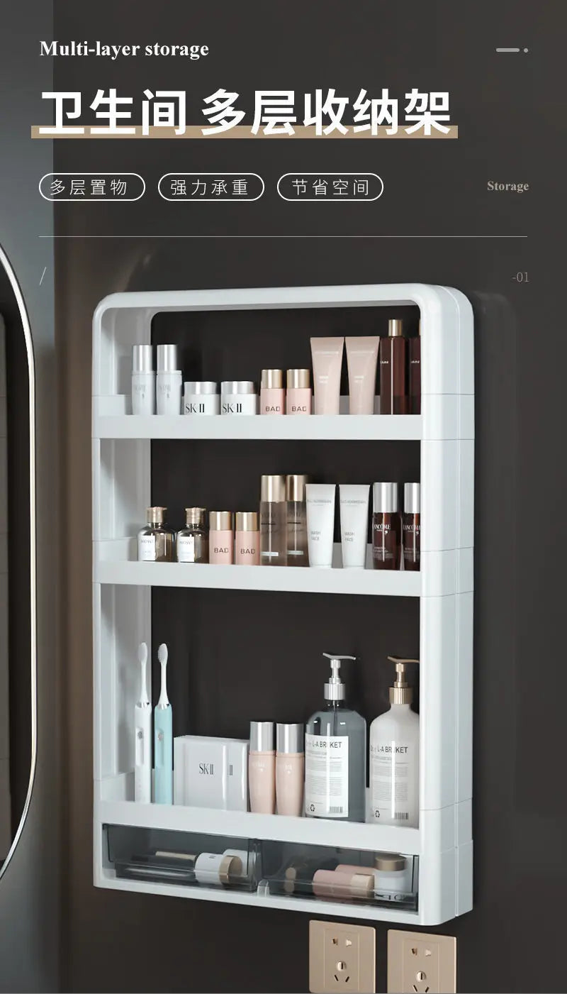 Wall Mounted Bathroom Organizer Shelf