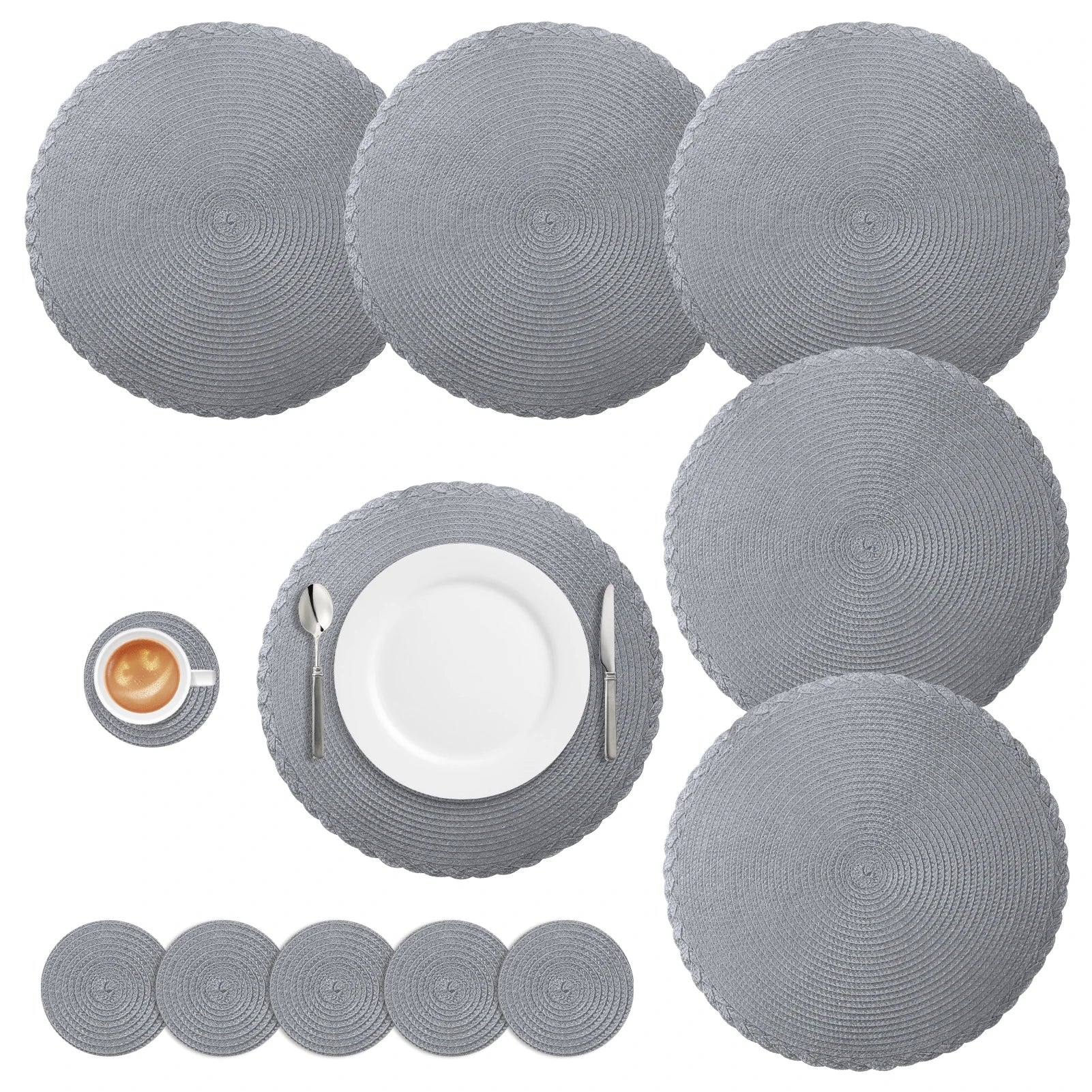 Braided Round Placemat and Coaster Set