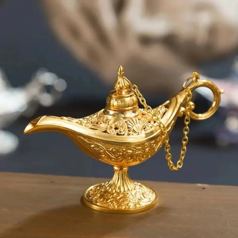 Hollow Metal Oil Lamp Incense Burner, 12 cm