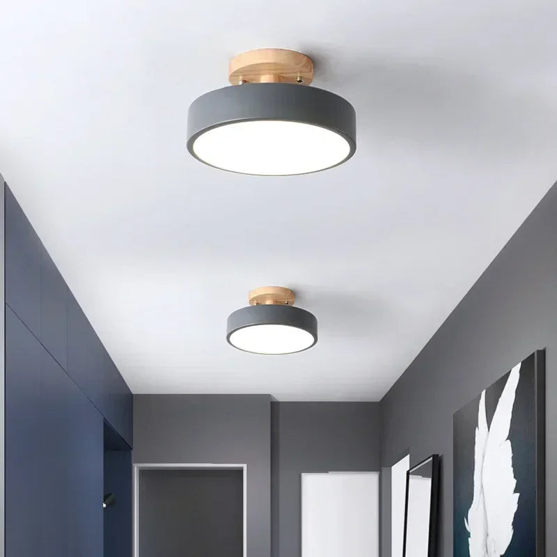 Nordic Wood Round Hallway Ceiling Light