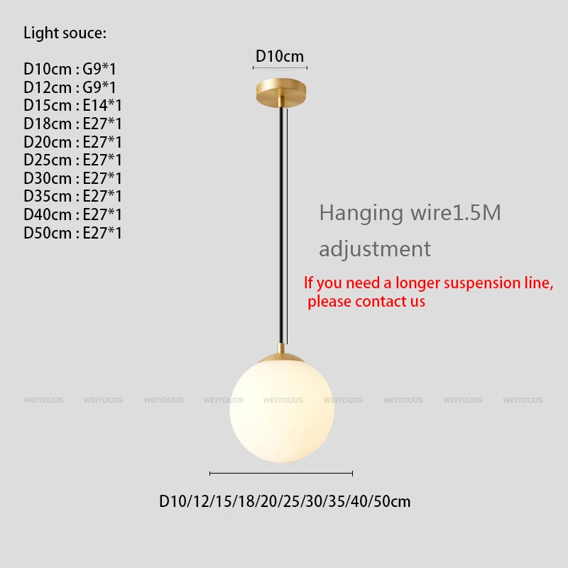 White Glass Ball Pendant Light