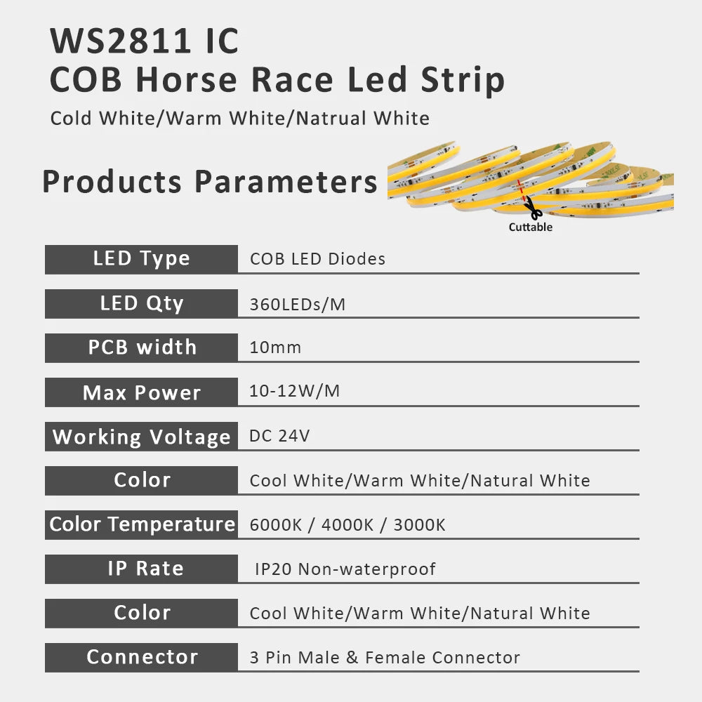 5M 10M 15M Sensor Motion Stairs LED Strip Light Kit 24V COB Water Flow