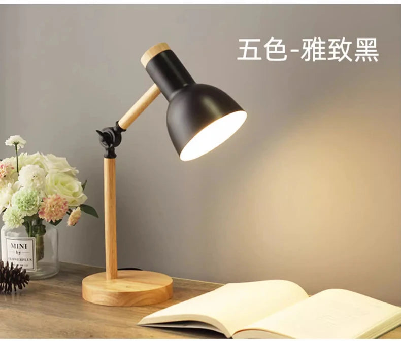 Nordic Wooden Turn Head Table Lamp