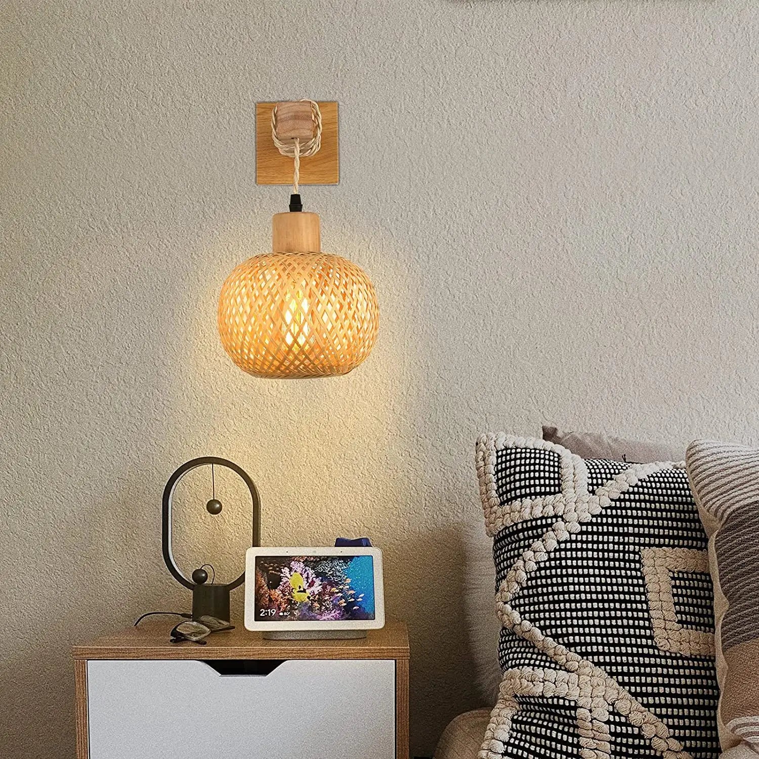 Japanese Bamboo Rattan Wall Lamp