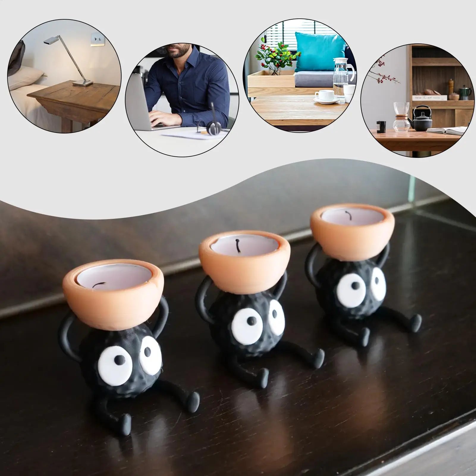 Cute Candlestick Holders Tea Light Candle Holder Briquette 3D