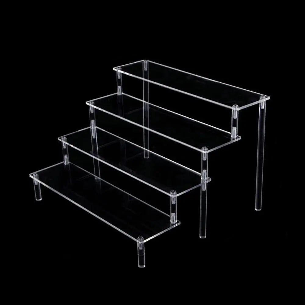 1-4 Tier Acrylic Display Stand Durable Display Rack For Cupcake Perfume Doll Transparent Trapezoidal Blind Box Storage Shelf