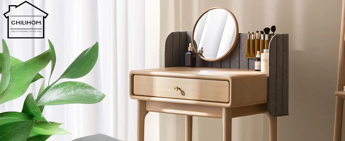 Saddle Cushion Vanity Stool with Wood Legs