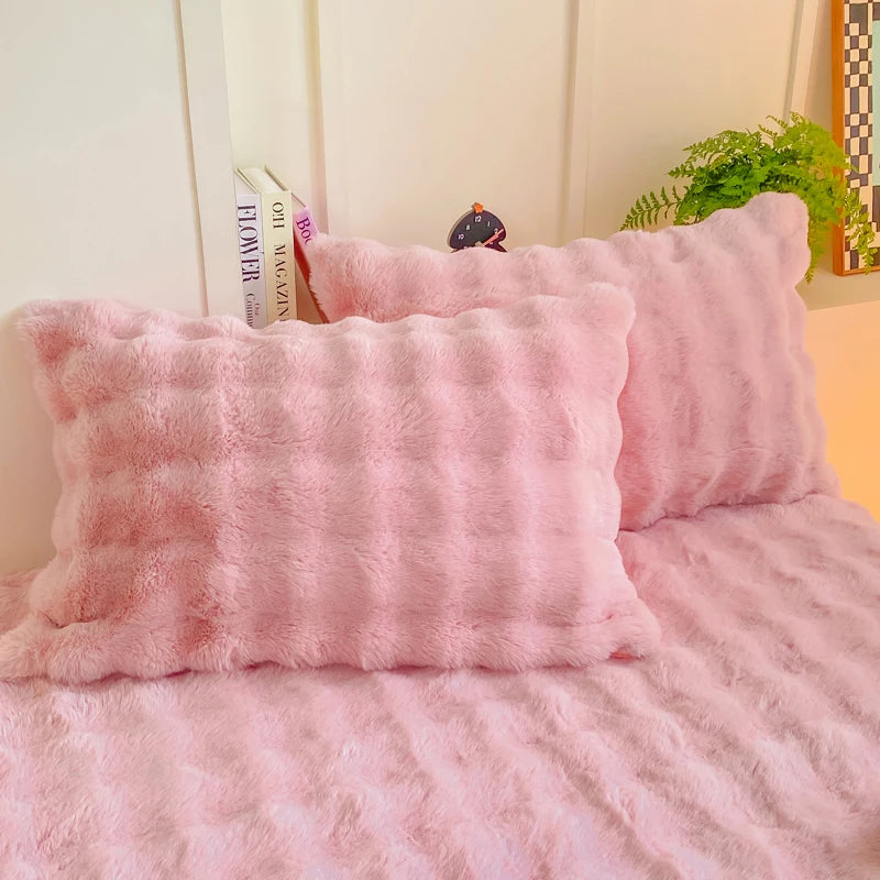 2pcs Fluffy Plush Pillowcase 48x74cm Winter Warm Thickness Pillow Sham