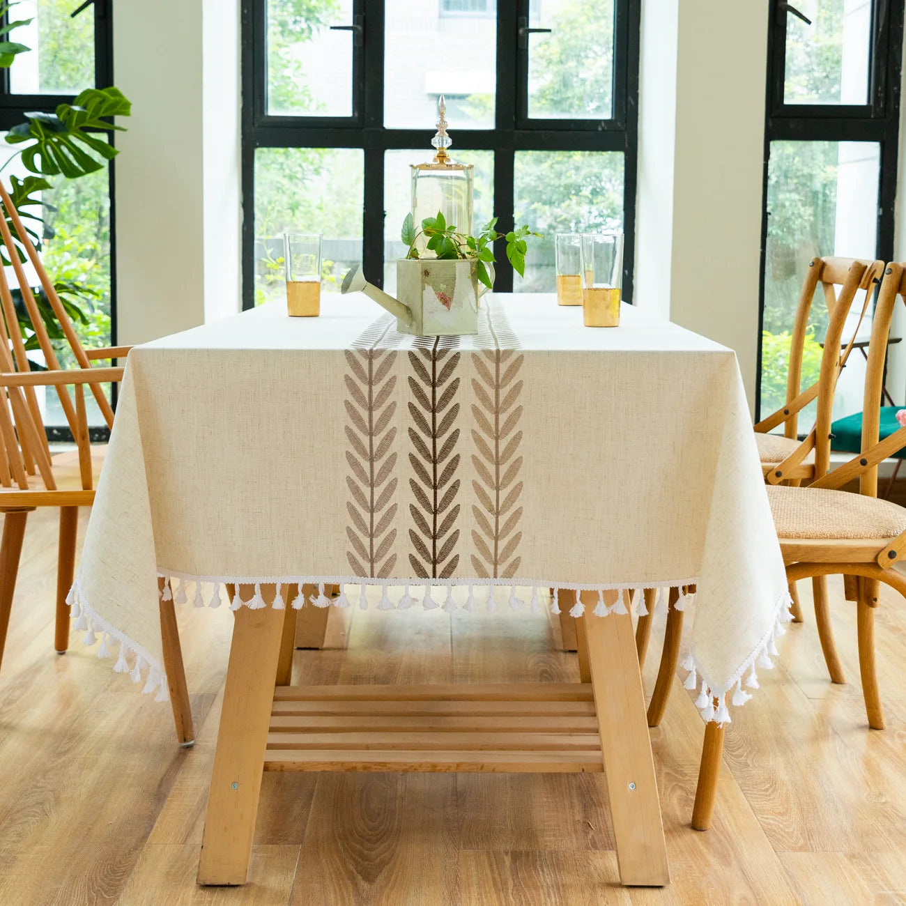 Nordic Style Tassels Cotton Linen Tablecloth,Modern Simplicity
