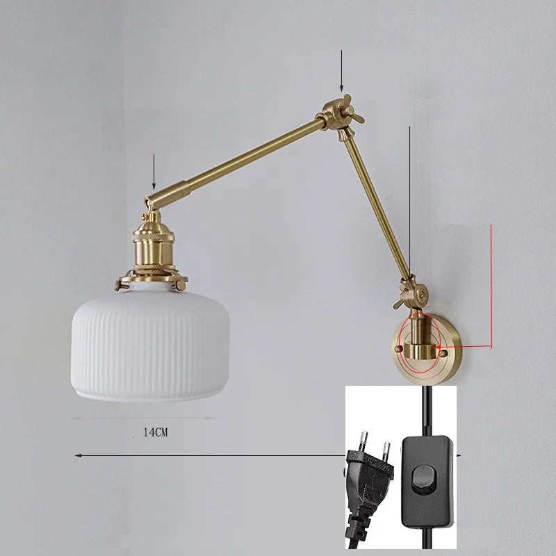 IWHD 2022 New Ceramic Copper LED Wall Lamp Beside Left And Right Rotate