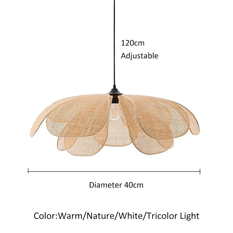 Rattan Woven Petal Pendant Light