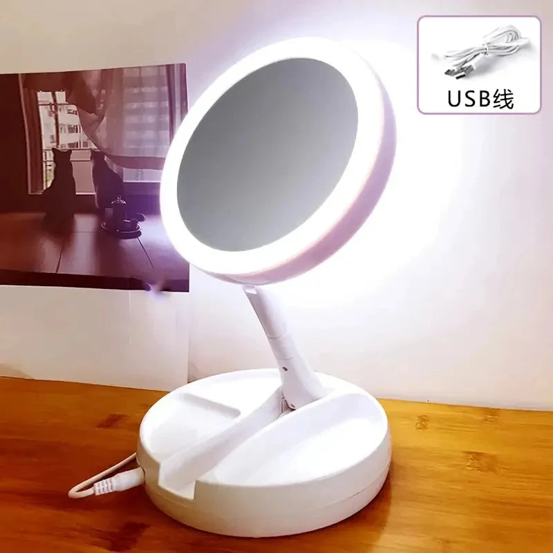 LED Daylight Makeup Mirror, 360 Rotating with Detachable Base
