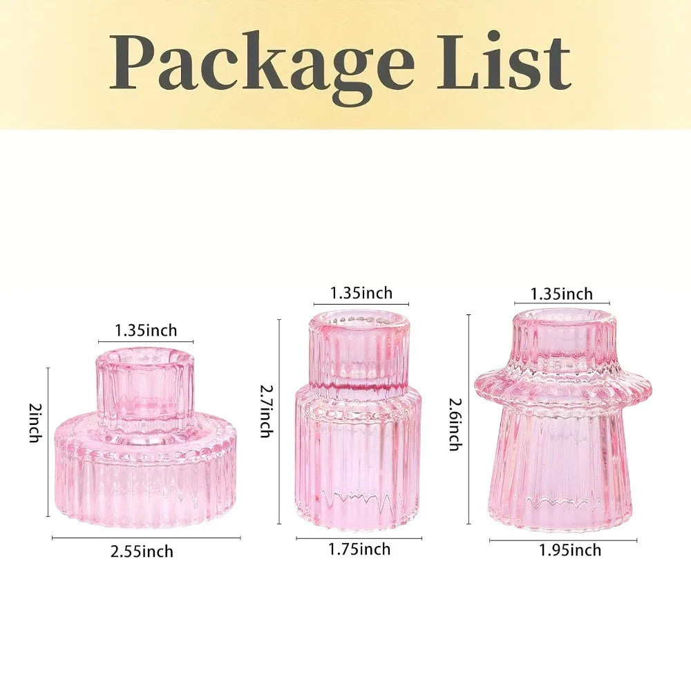 Ribbed Glass Taper Candle Holders