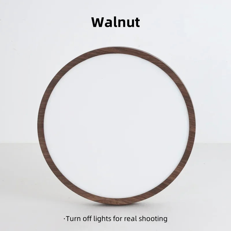 Modern LED Ceiling Light Circular Ultrathin Wood Grain Walnut