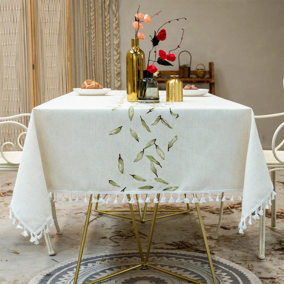 Nordic Style Tassels Cotton Linen Tablecloth,Modern Simplicity