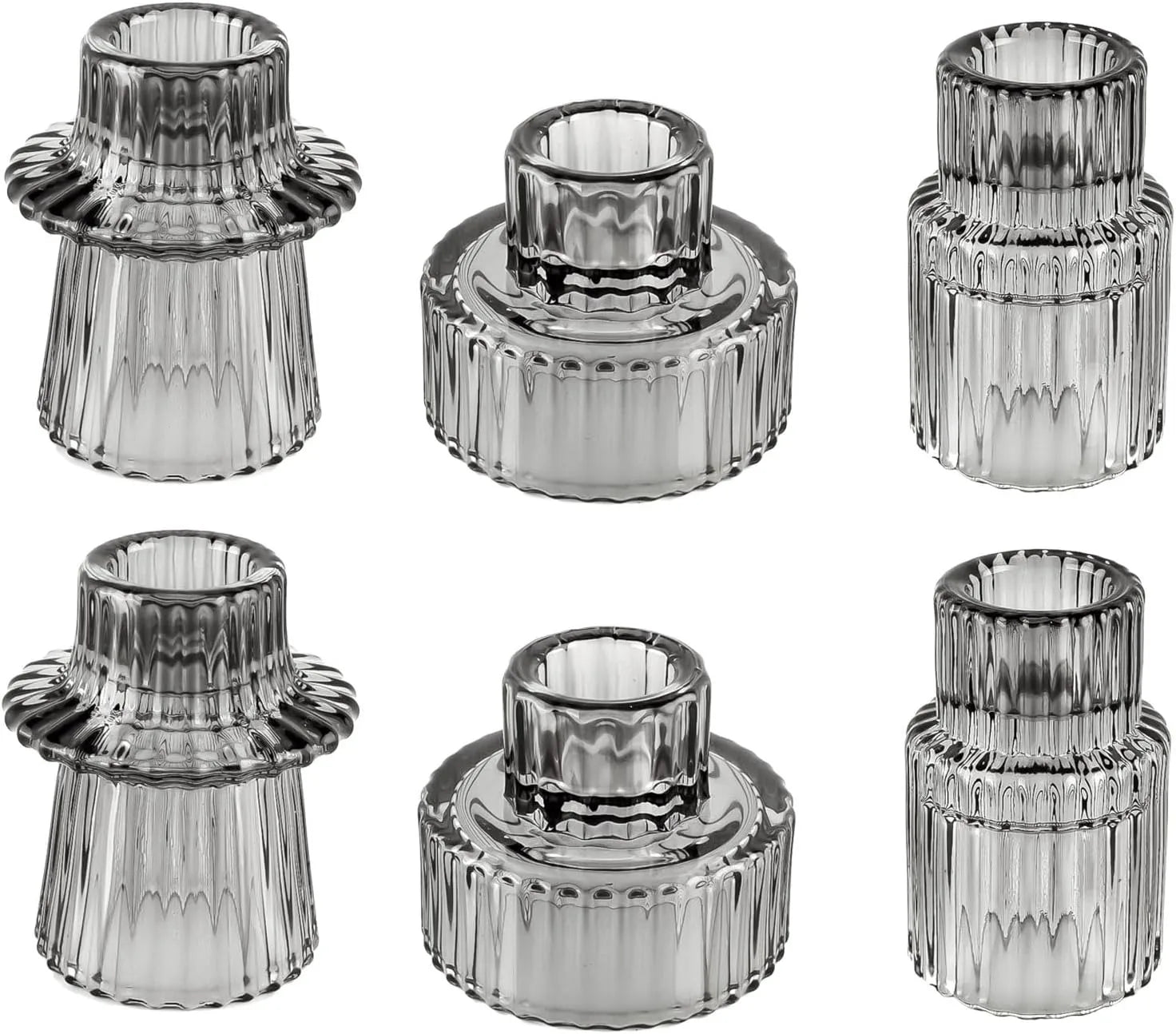Ribbed Glass Taper Candle Holders