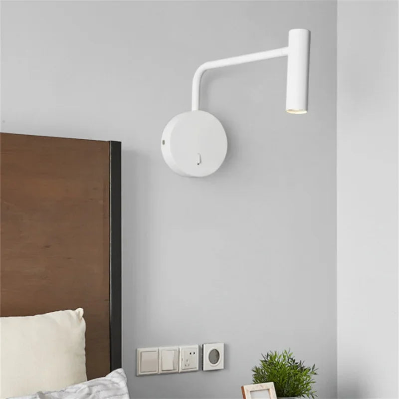 Modern Swing Arm Reading Wall Lamp Hotel Rooms Lamp 3W LED Adjustable