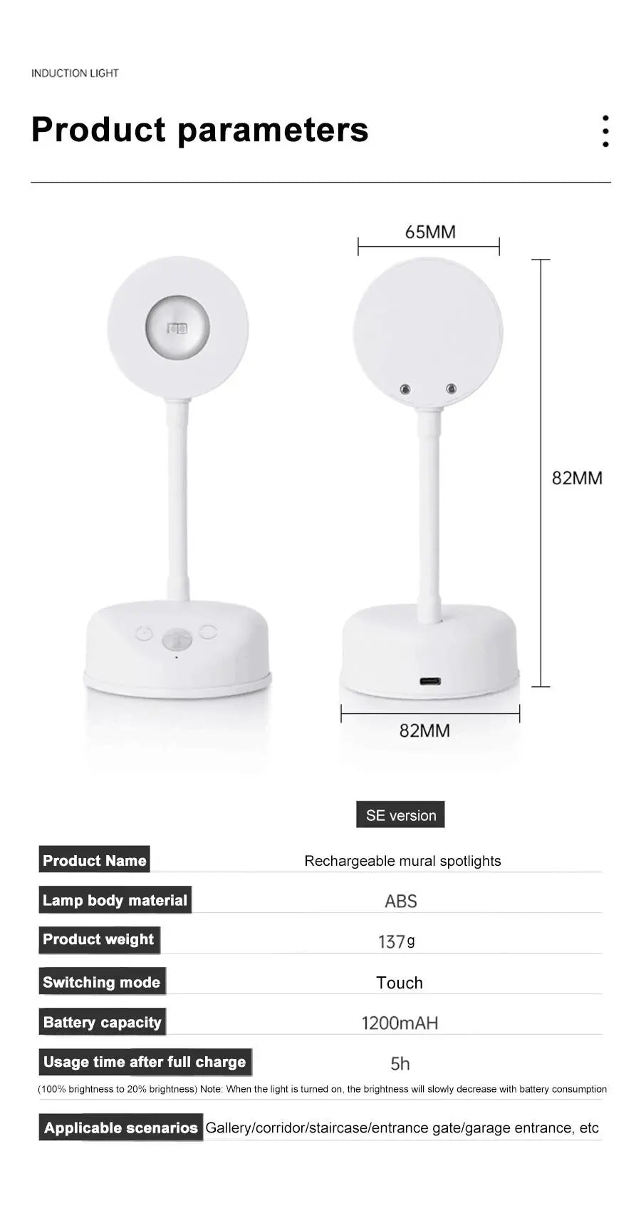 Motion Sensor Rechargeable Wall Light