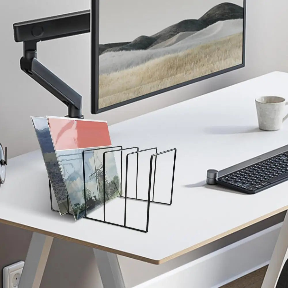 Black Iron Desktop Record Rack