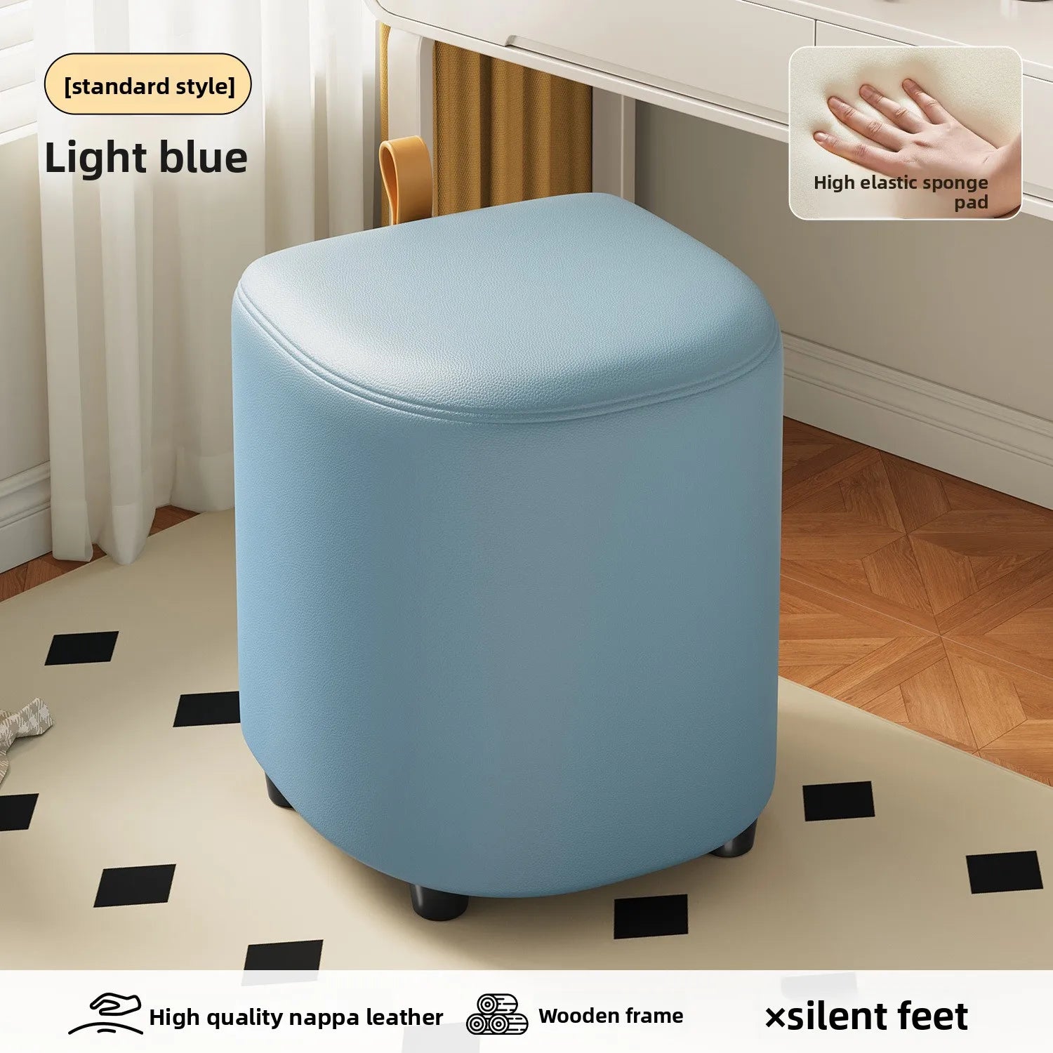 Storage Vanity Stool with Wheels