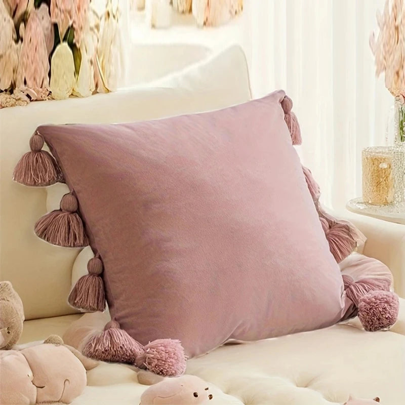 Boho Tassel Throw Pillow Cover