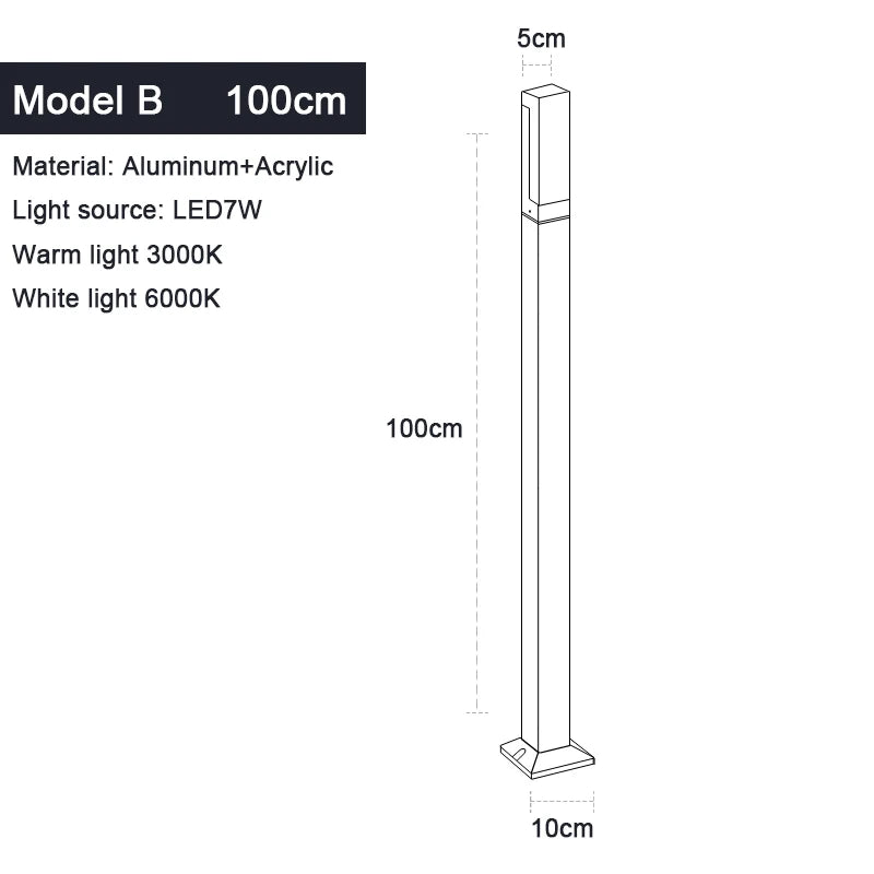 Waterproof IP65 Aluminum LED Lawn Bollard Light