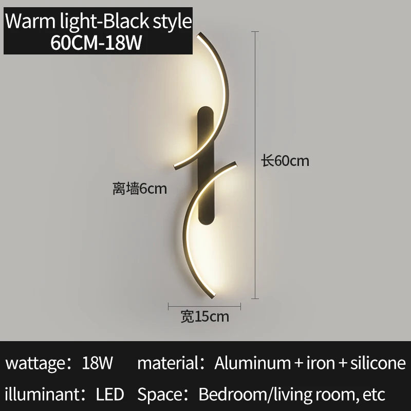 Curved Arc LED Bedside Wall Light