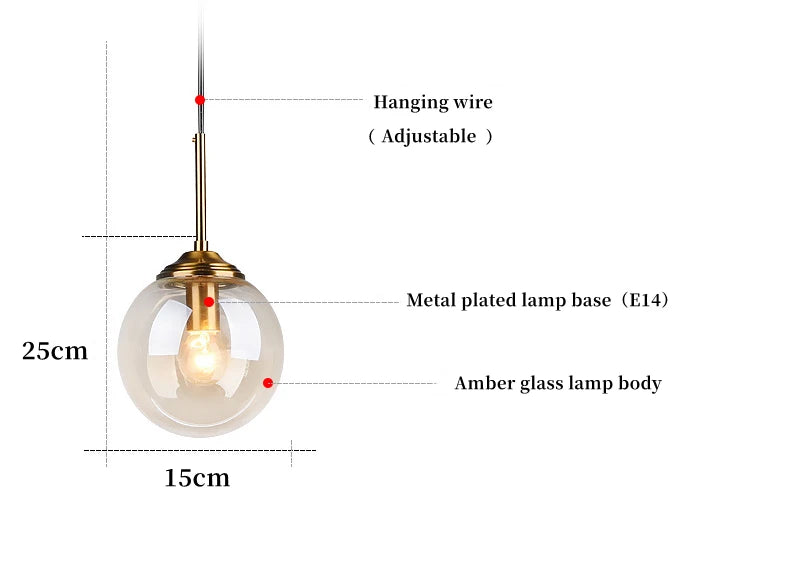 Modern Luxury Metal Chandelier Nordic Creative LED Glass Pendant Lamp