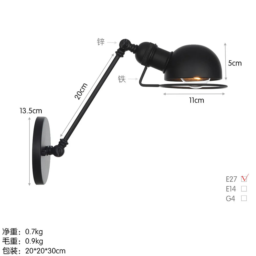 Modern Simple Adjustable Interior Led Wall Lamp White Black for Bedside