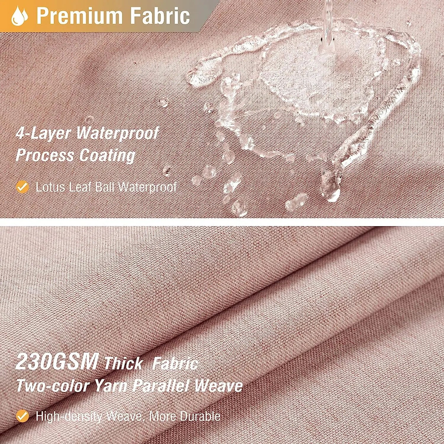 Luxury Linen Shower Curtain with Silver Metal Hooks Bathroom Waterproof