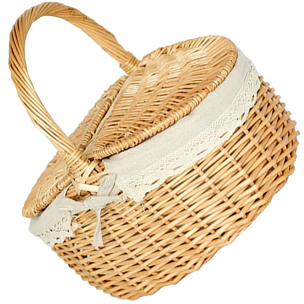 Lidded Wicker Picnic Basket