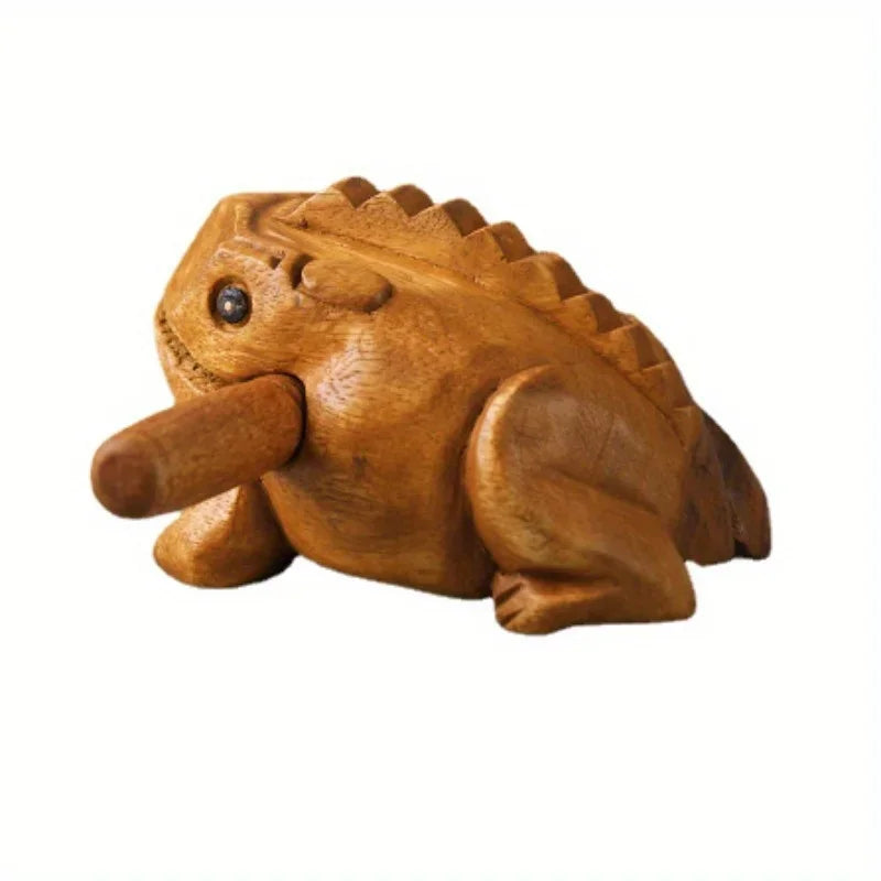 Hand Carved Wooden Frog Ornament