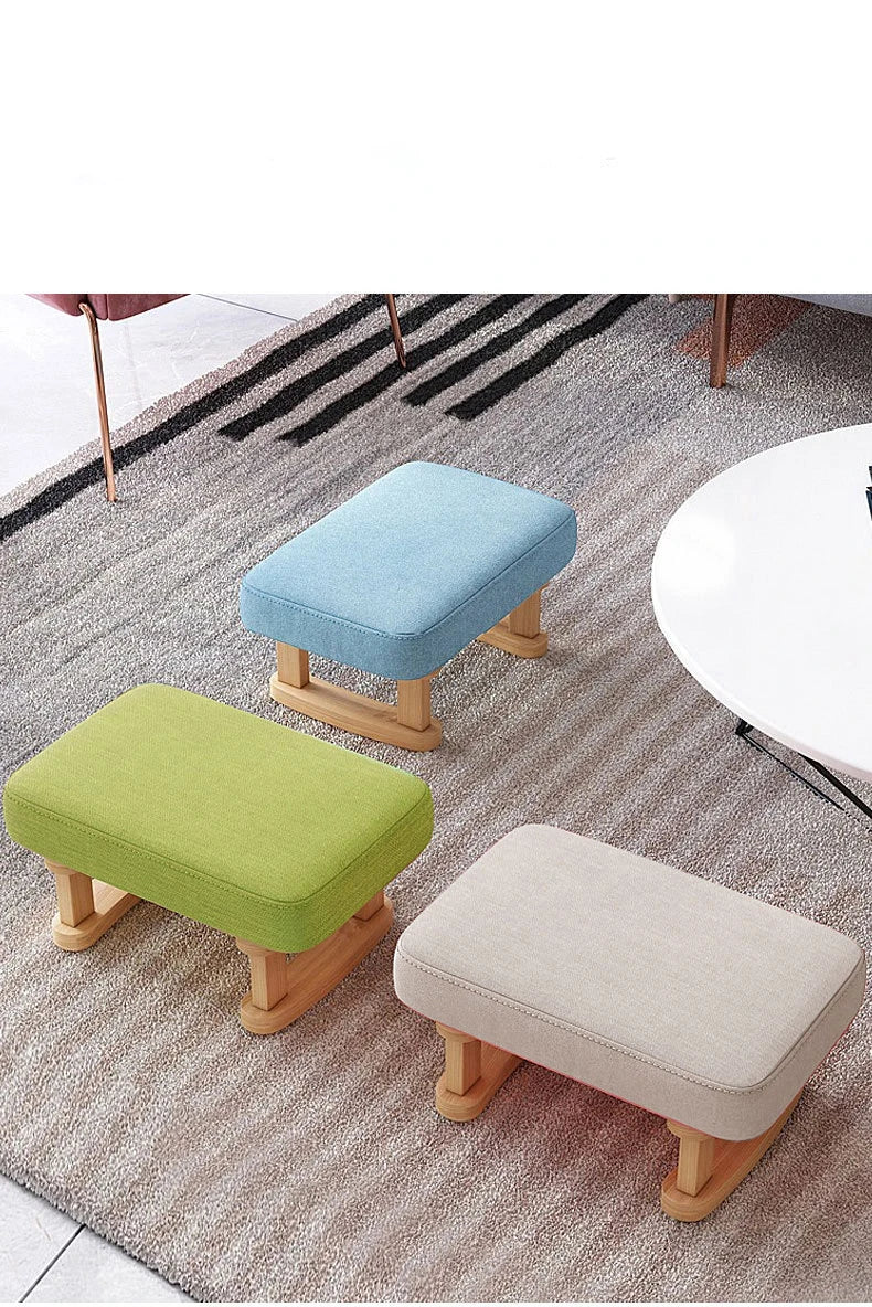 Solid Wood Shoe Changing Stool, Low Foot Rest