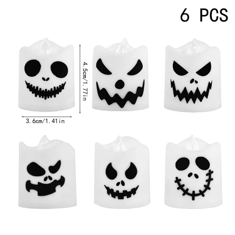 Pumpkin and Ghost Candle Lights, Set of 6