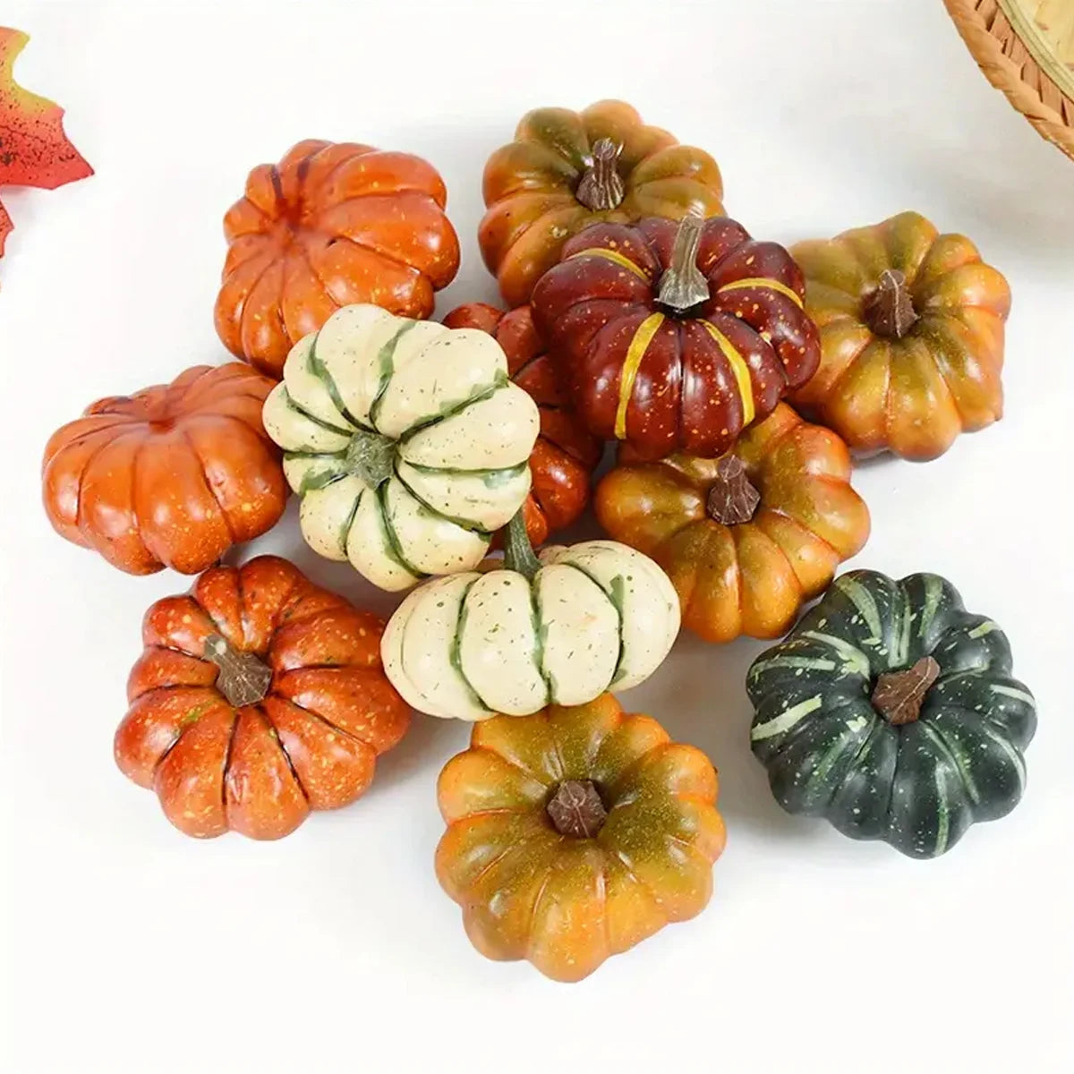 Autumn Faux Pumpkins Decor Set