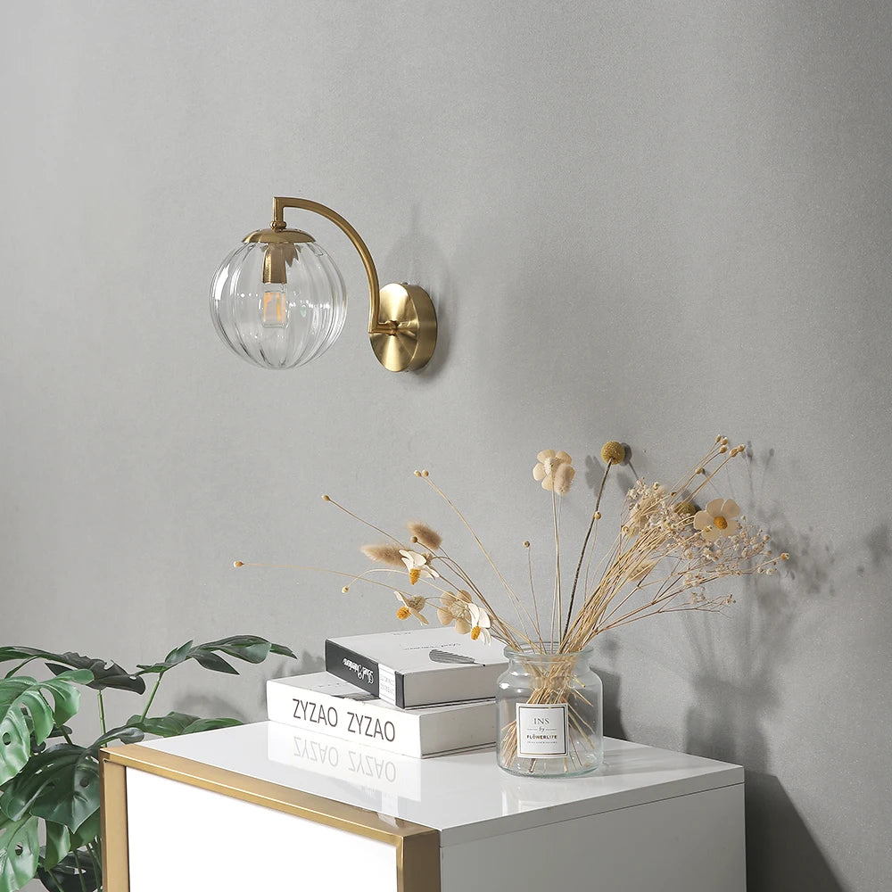 Glass Shade Bedside Wall Lamp
