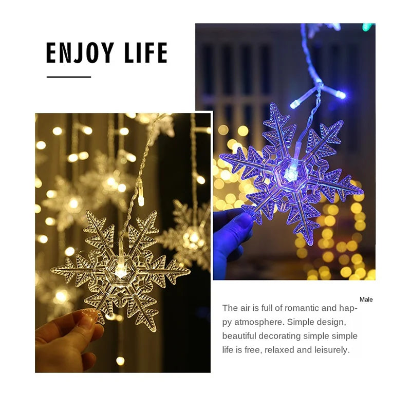 Snowflake LED Curtain Lights 3.2M