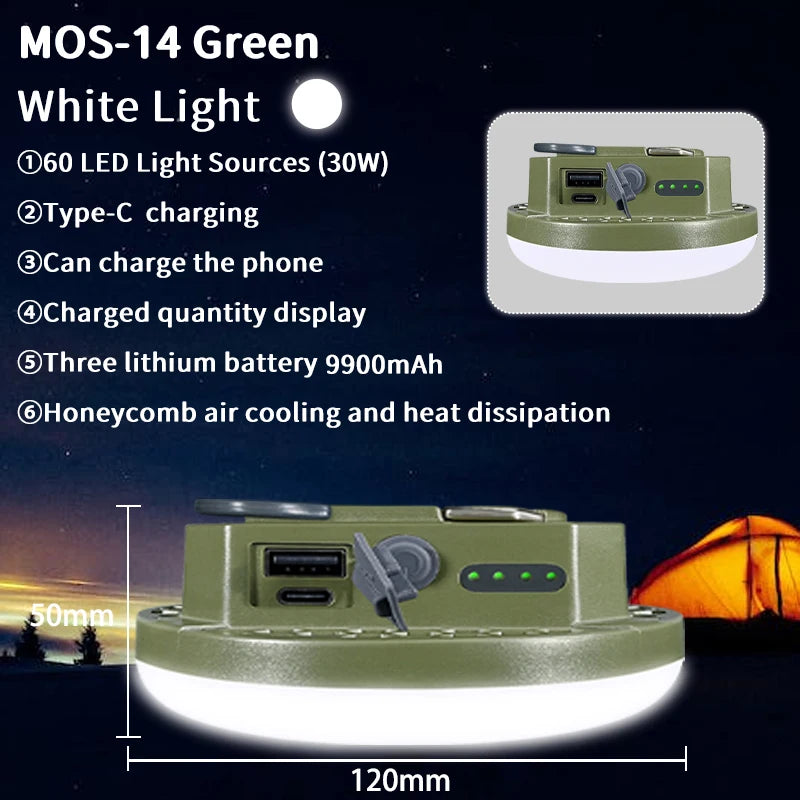 9900mAh Rechargeable Powerful Light Camping Lantern with Magnet Strong