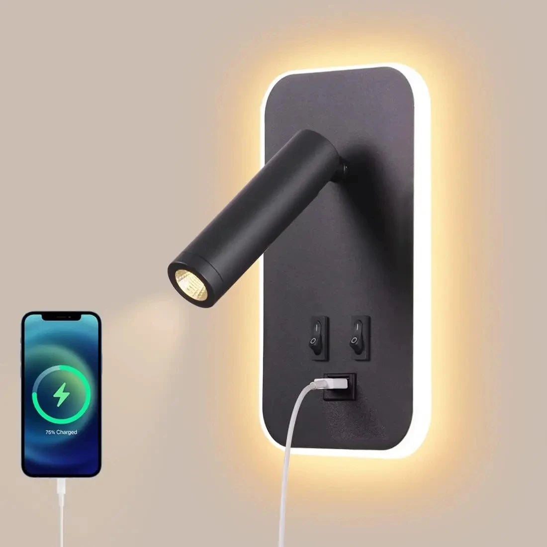 LED Wall Lamp With USB Charging Port