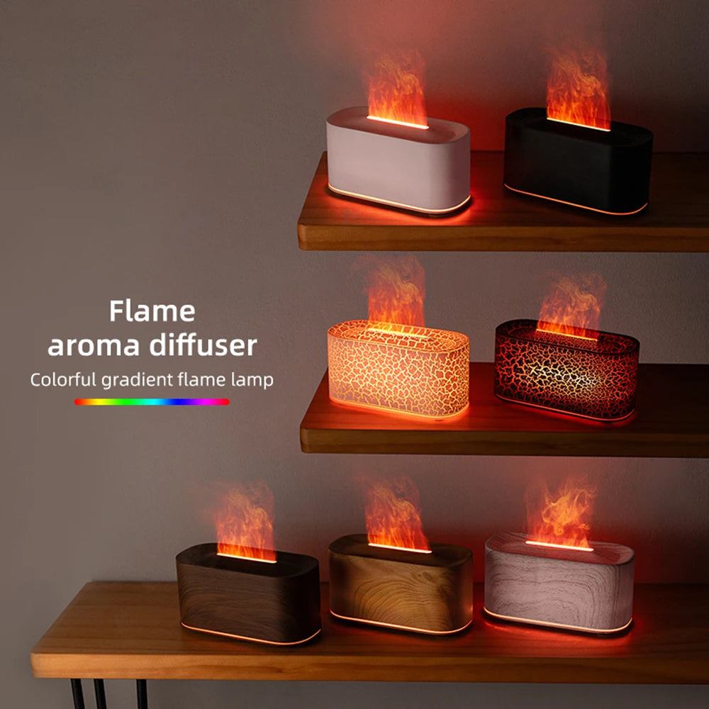 Essential Oil Diffuser,Flame Colorful Water Vapor Fire Humidifier for