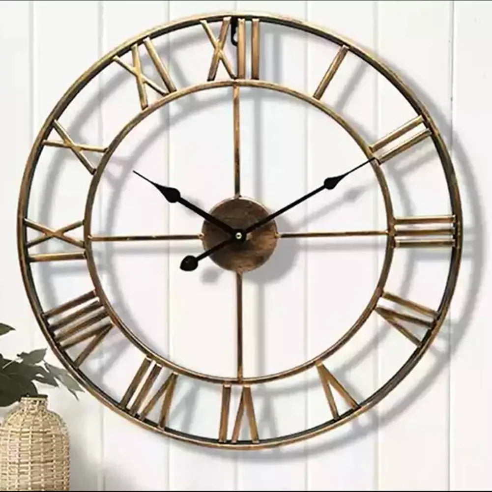 3D Roman Numeral Metal Wall Clock