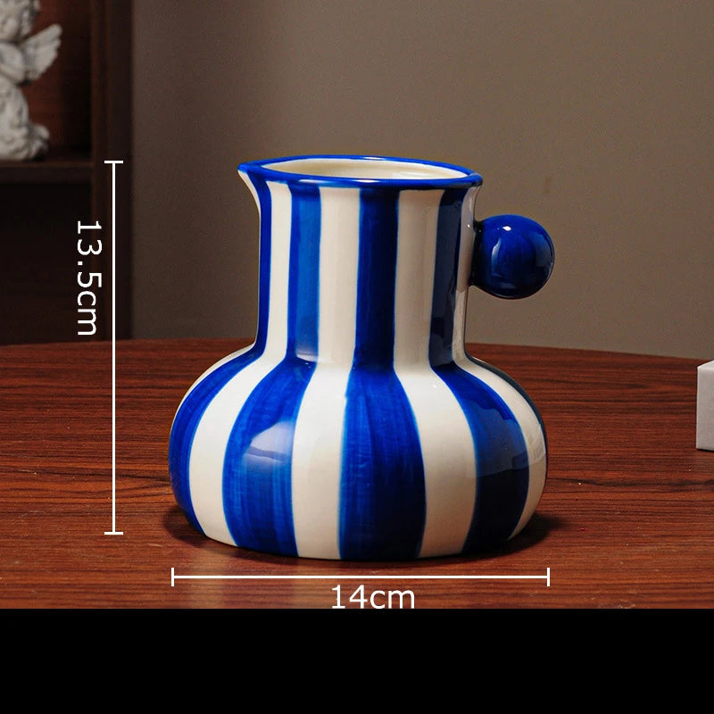 Colorful Striped Ceramic Vase and Plant Pot
