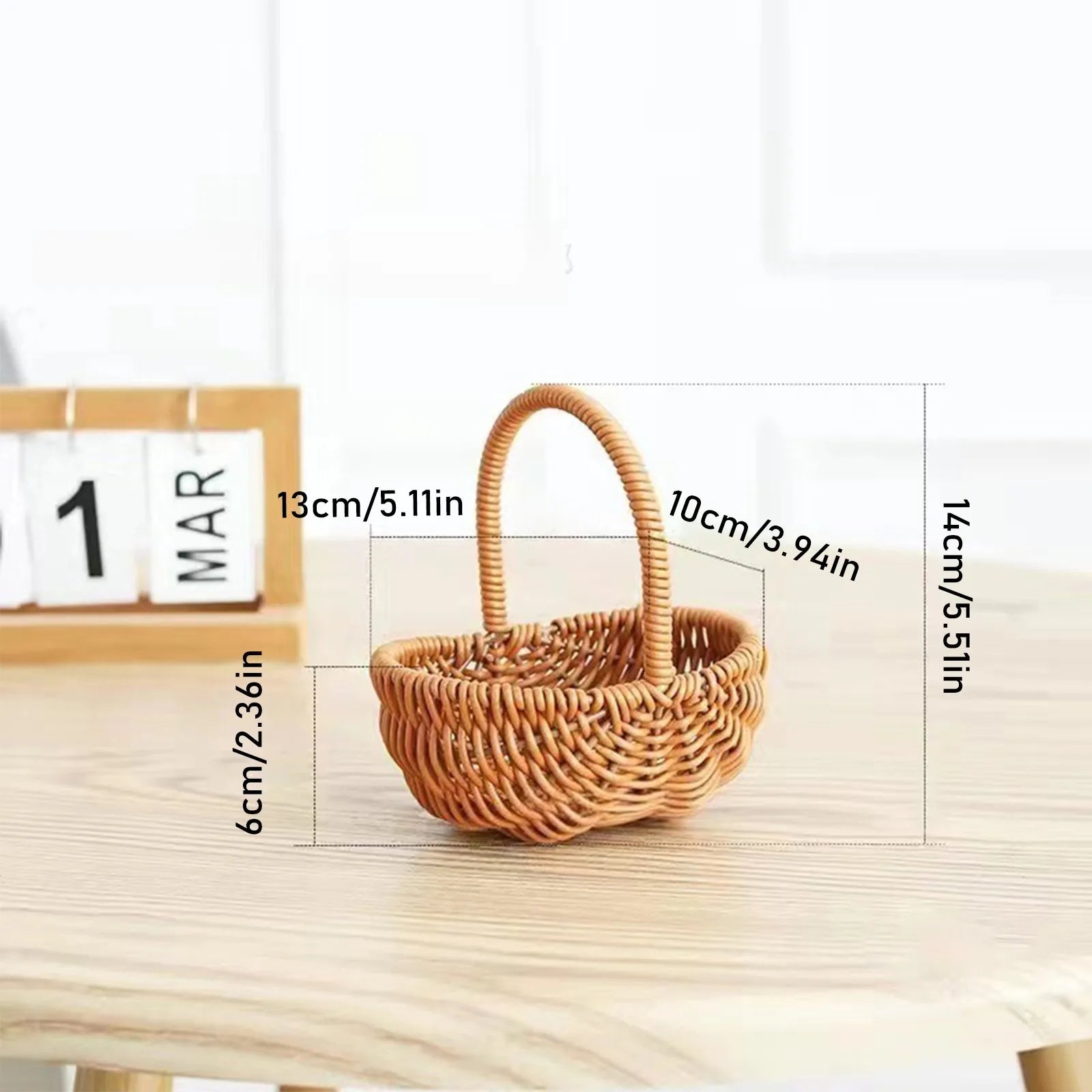 Woven Rattan Basket with Handle