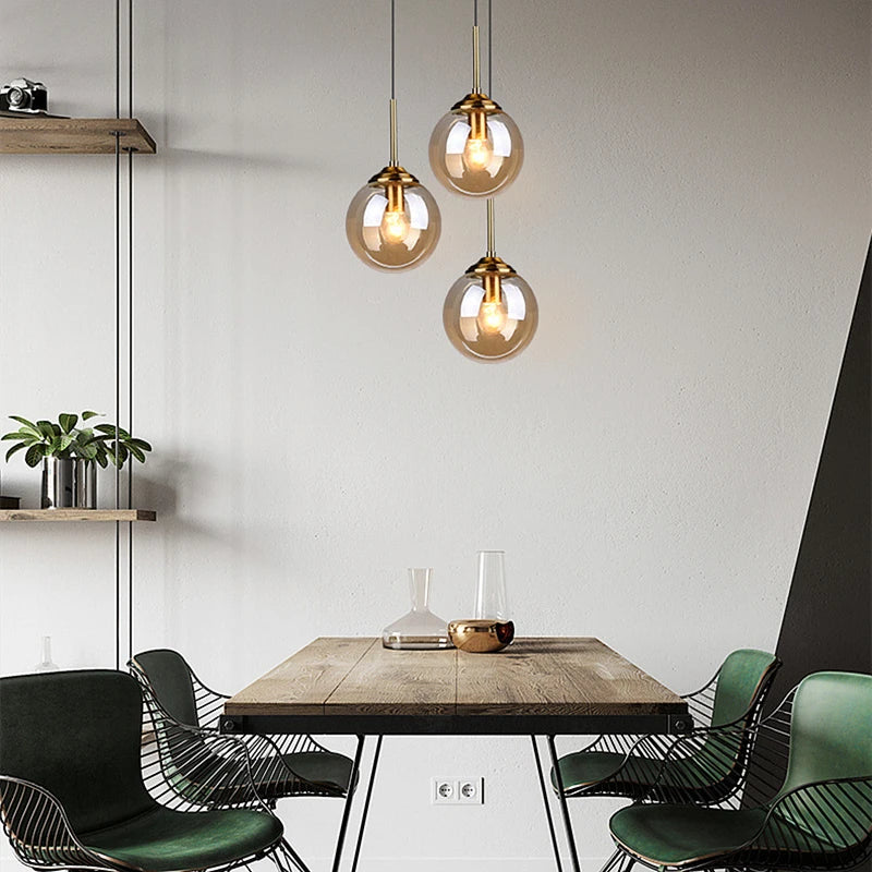 Modern Luxury Metal Chandelier Nordic Creative LED Glass Pendant Lamp