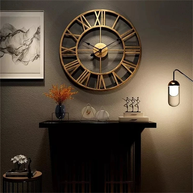 3D Roman Numeral Metal Wall Clock