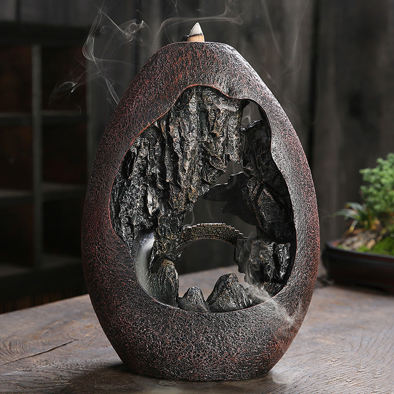 Large Mountain River Backflow Incense Burner